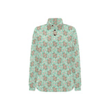 Hippopotamus Pattern Print Design 02 Women's Long Sleeve Polo Shirt