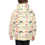 Mustache Beard Pattern Print Design 03 Kids' Boys' Girls' Padded Hooded Jacket