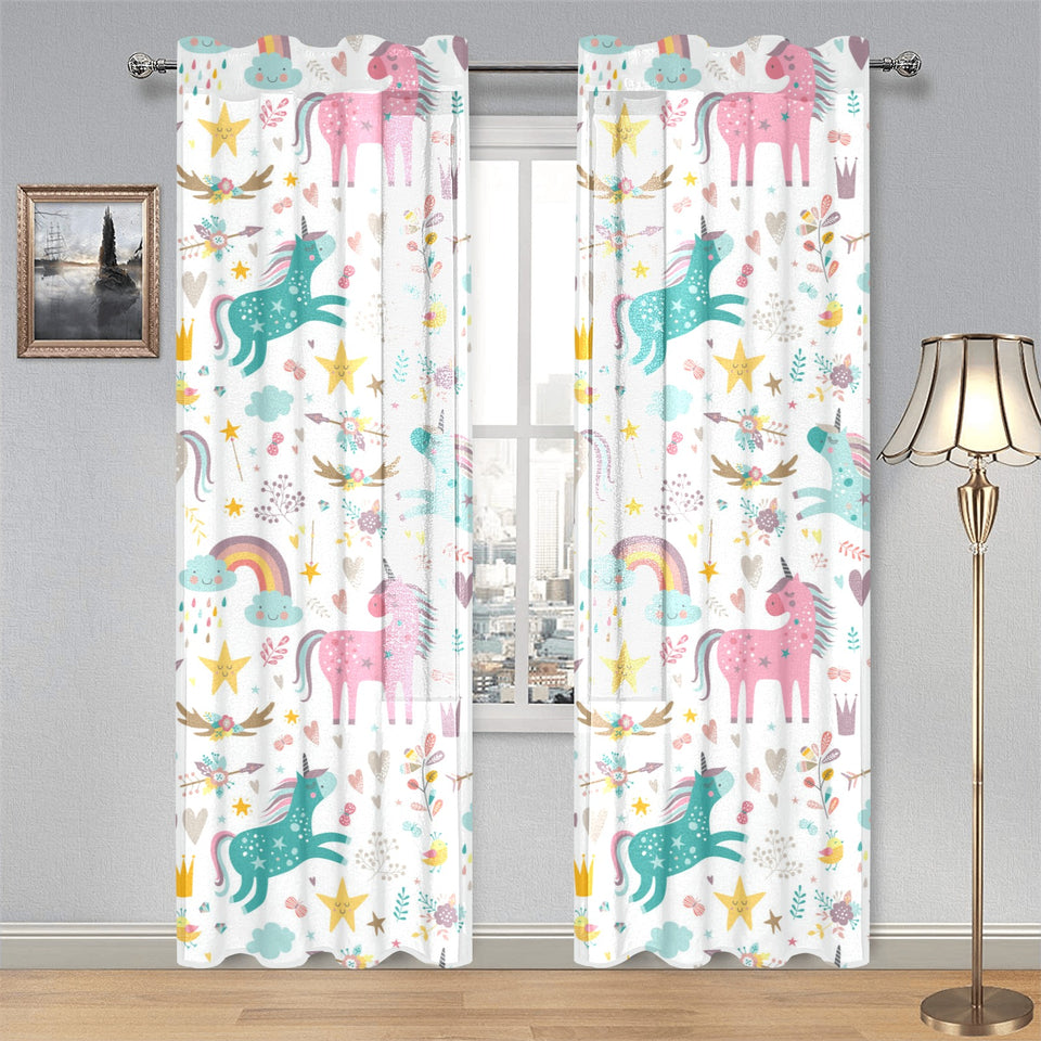 Colorful unicorn pattern Gauze Curtain