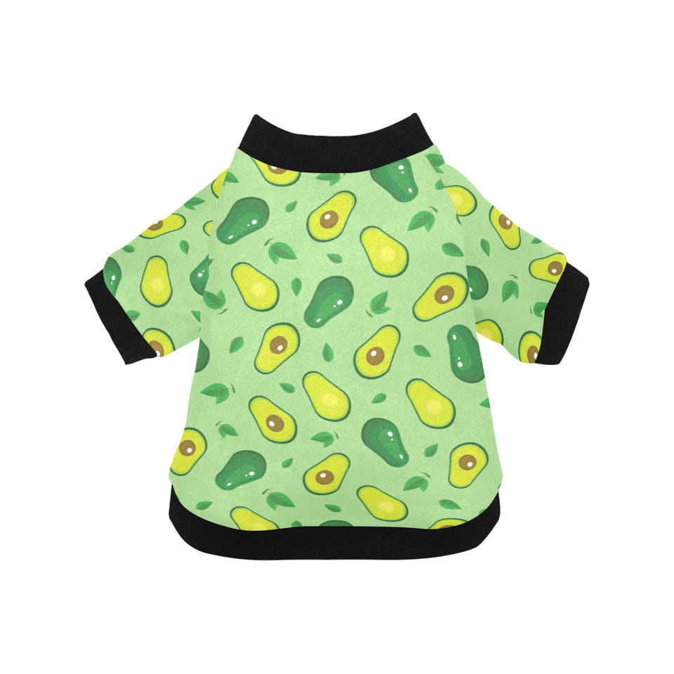 Avocado pattern green background All Over Print Pet Dog Round Neck Fuzzy Shirt
