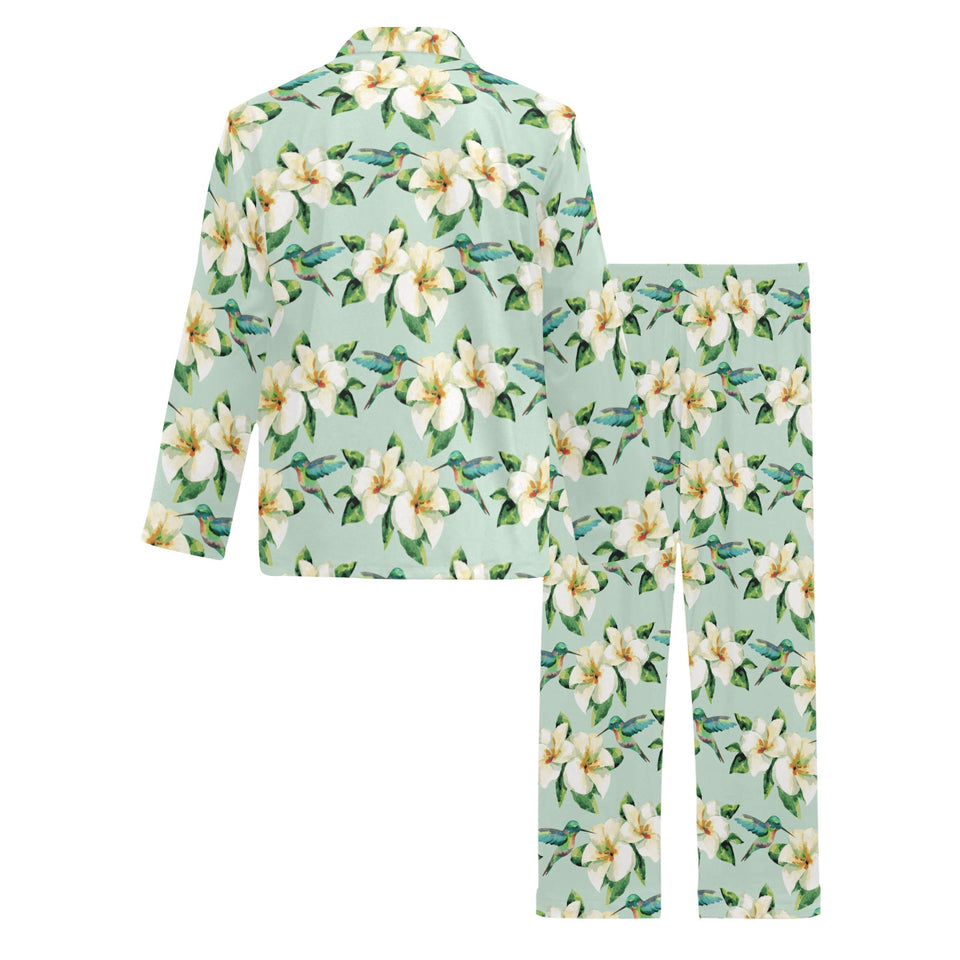 Hummingbird Pattern Print Design 01 Men's Long Pajama Set