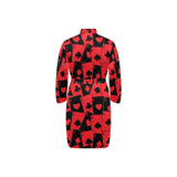 Casino Cards Suits Pattern Print Design 02 Men's Long Sleeve Belted Night Robe
