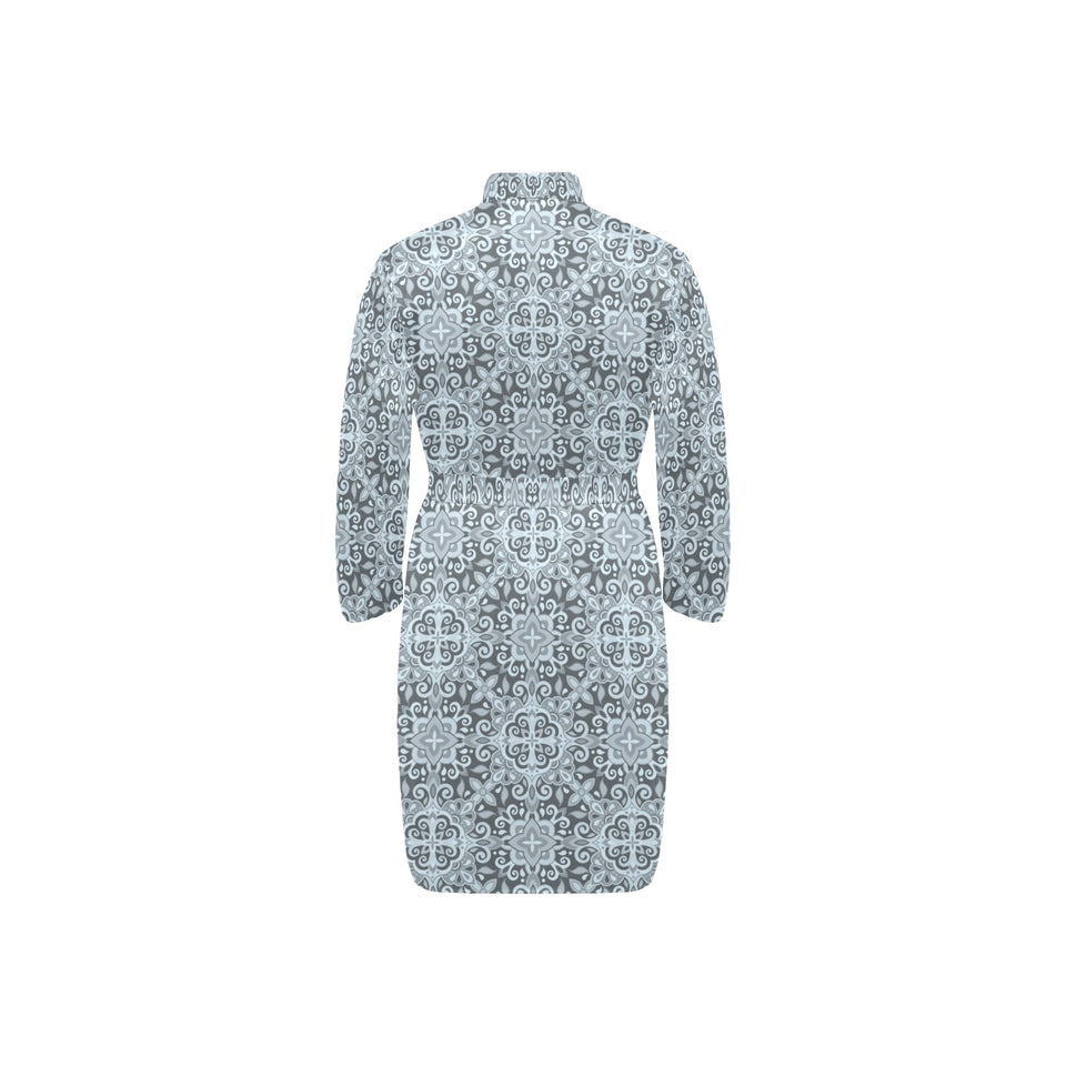 Traditional indian element pattern Men's Long Sleeve Belted Night Robe