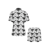 Black whale pattern Women's V-Neck Short Pajama Set