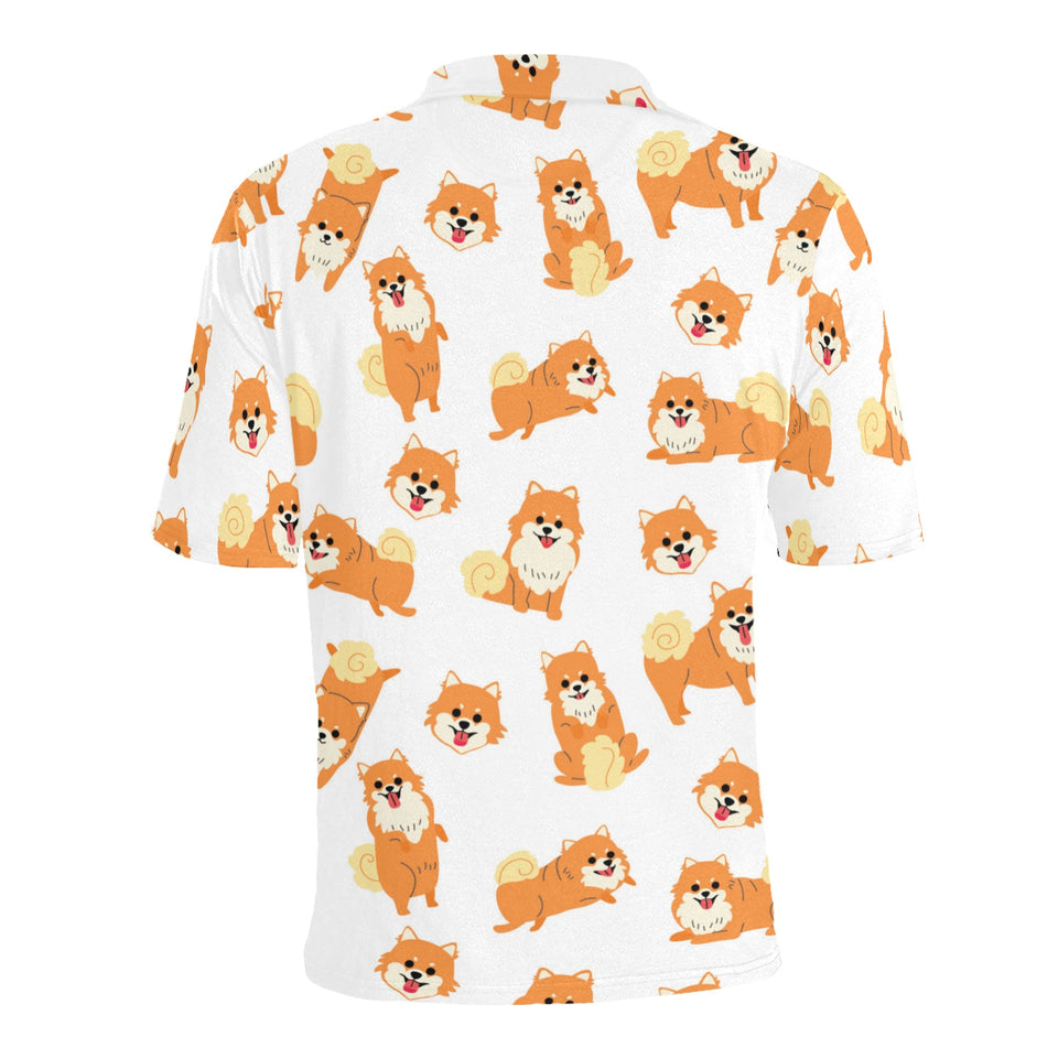 Brown pomeranian pattern Men's All Over Print Polo Shirt
