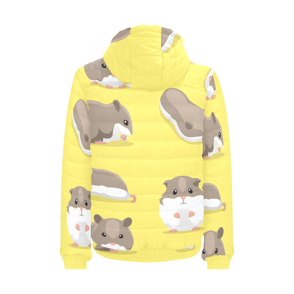 Cute Hamster pattern Men's Padded Hooded Jacket