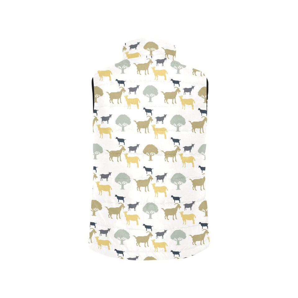 Silhouettes of goat and tree pattern Women's Padded Vest