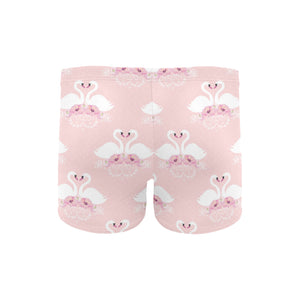 White swan and flower love pattern Men's Swimming Trunks