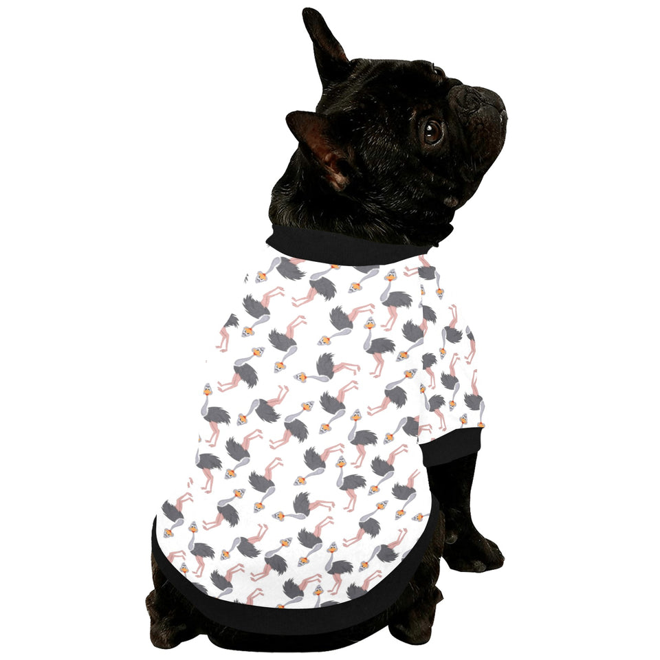 Ostrich Pattern Print Design 02 All Over Print Pet Dog Round Neck Fuzzy Shirt