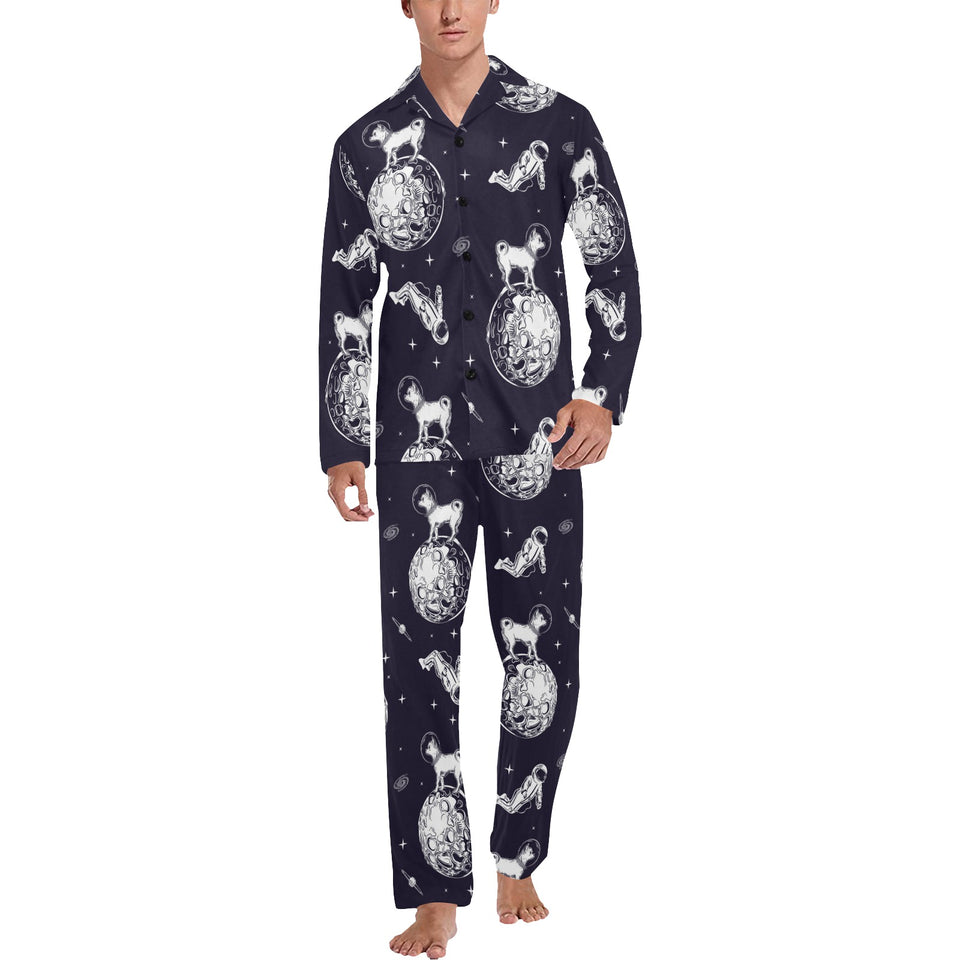 Chihuahua space helmet. astronaut pattern Men's Long Pajama Set