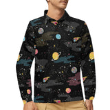 space pattern Men's Long Sleeve Polo Shirt