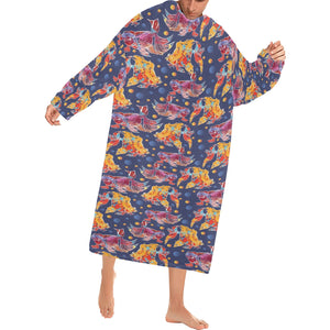 Goldfish Pattern Print Design 05 Blanket Robe with Sleeves