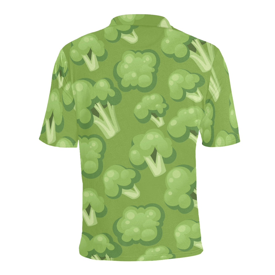 Broccoli pattern green background Men's All Over Print Polo Shirt