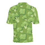 Broccoli pattern green background Men's All Over Print Polo Shirt