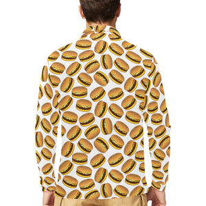 Hamburger Pattern Print Design 03 Men's Long Sleeve Polo Shirt