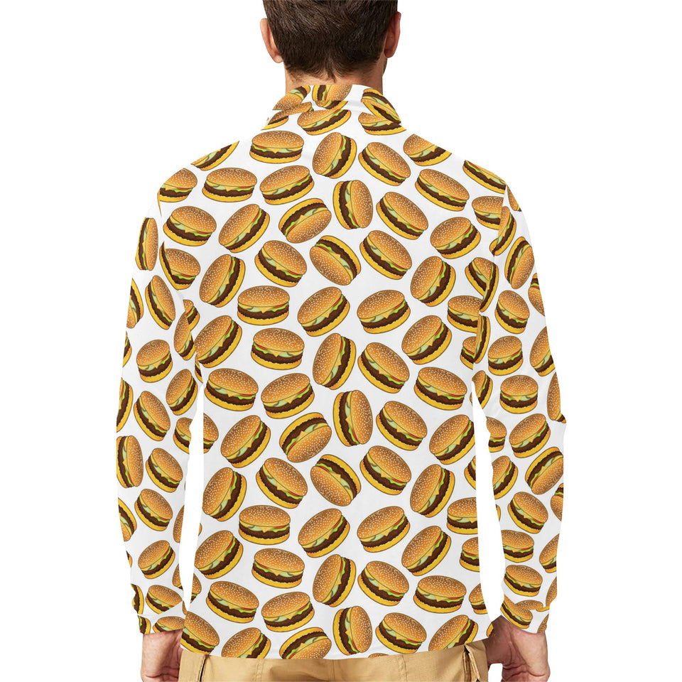 Hamburger Pattern Print Design 03 Men's Long Sleeve Polo Shirt