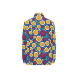 Passion fruit blue background Women's Long Sleeve Polo Shirt