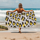Gray Leopard print pattern Beach Towel