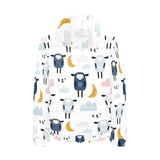 Cute sleeping sheep moon cloud pattern Men's Padded Hooded Jacket