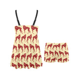 Greyhound Pattern Print Design 04 Chest Sexy Pleated Two Piece Swim Dress