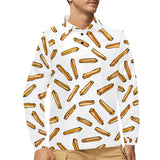 French fries potato pattern Men's Long Sleeve Polo Shirt