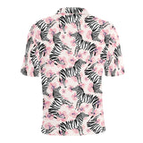 Zebra pink flower background Men's All Over Print Polo Shirt