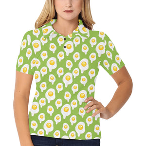 Fried Eggs Pattern Print Design 01 Women's All Over Print Polo Shirt