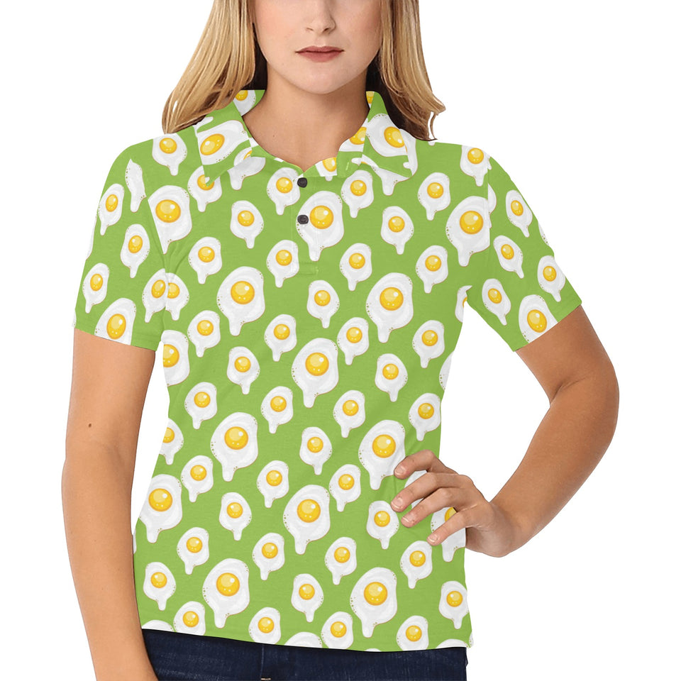 Fried Eggs Pattern Print Design 01 Women's All Over Print Polo Shirt