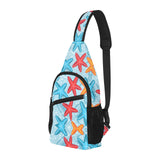 Blue red orange starfish pattern All Over Print Chest Bag