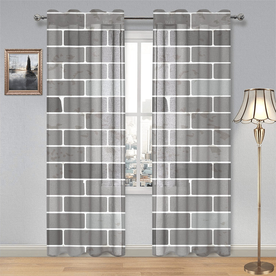 Brick Printed Pattern Print Design 05 Gauze Curtain