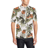 Monkey red hibiscus flower palm leaves floral patt Men's All Over Print Polo Shirt