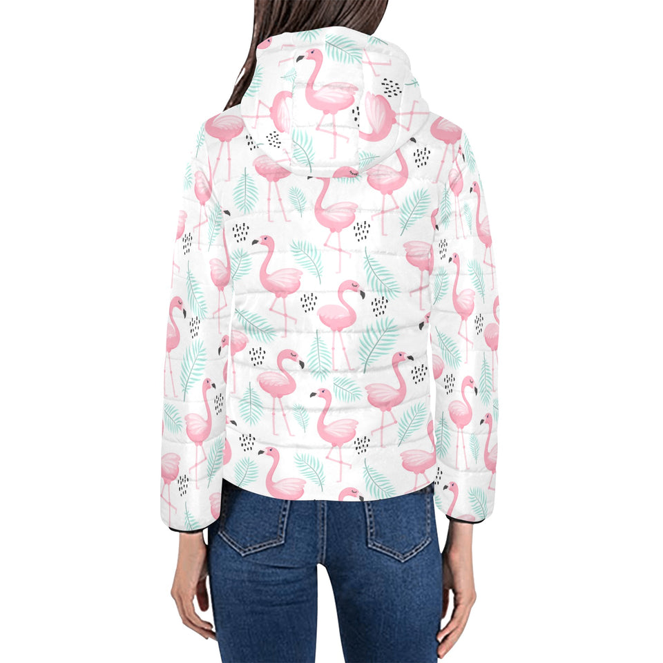 Cute flamingo pattern Women's Padded Hooded Jacket