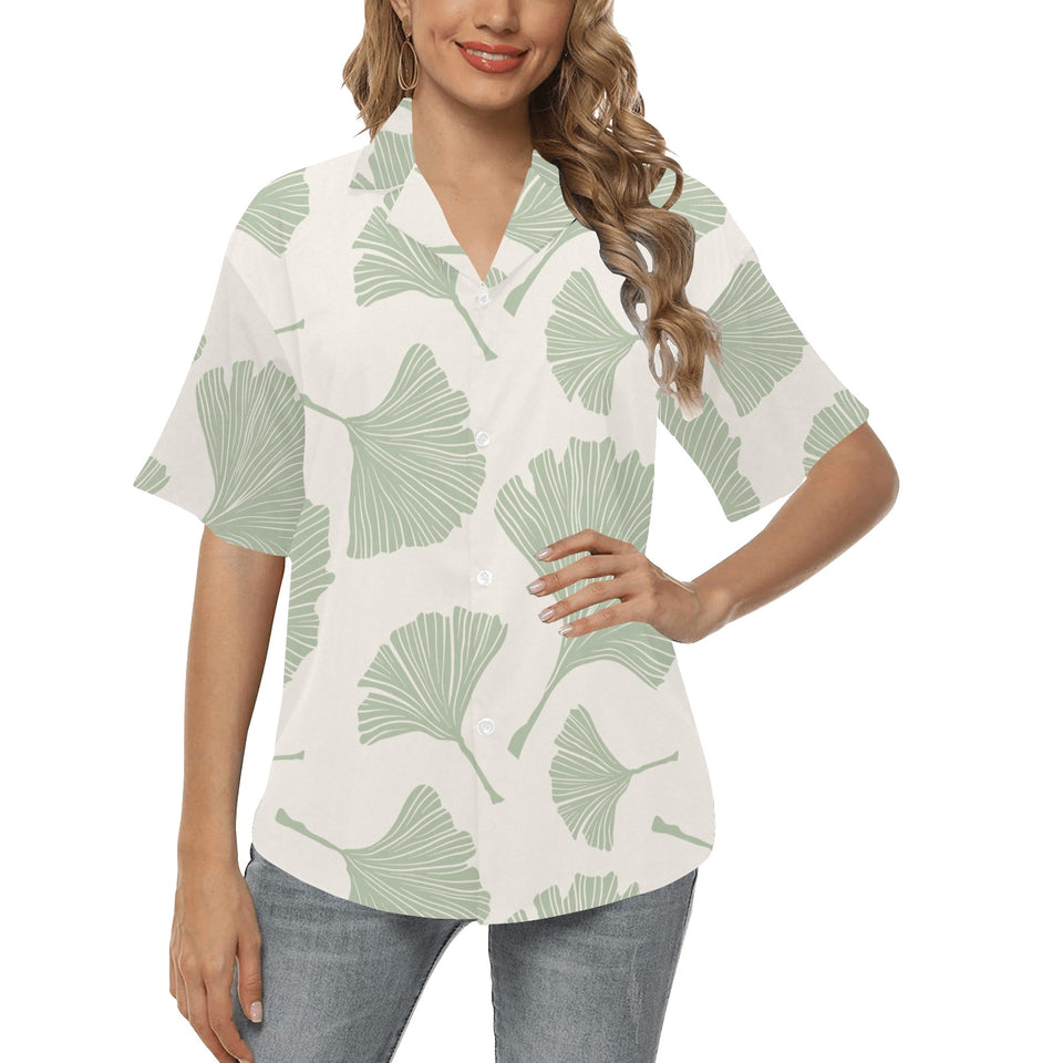 Ginkgo leaves pattern Women's All Over Print Hawaiian Shirt