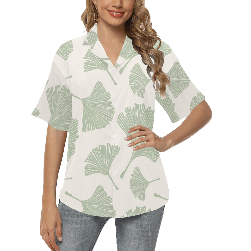 Ginkgo leaves pattern Women's All Over Print Hawaiian Shirt
