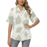 Ginkgo leaves pattern Women's All Over Print Hawaiian Shirt