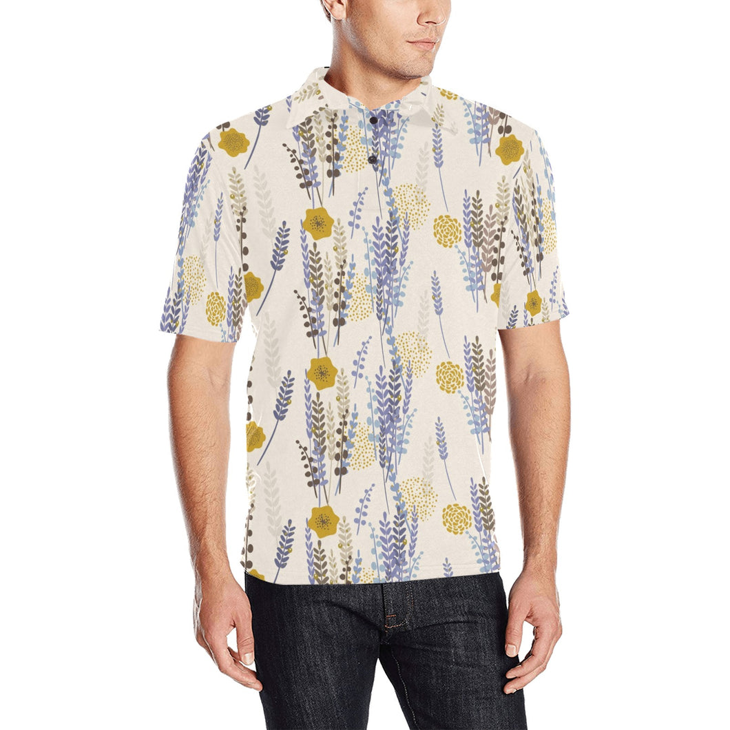 Lavender modern pattern blackground Men's All Over Print Polo Shirt
