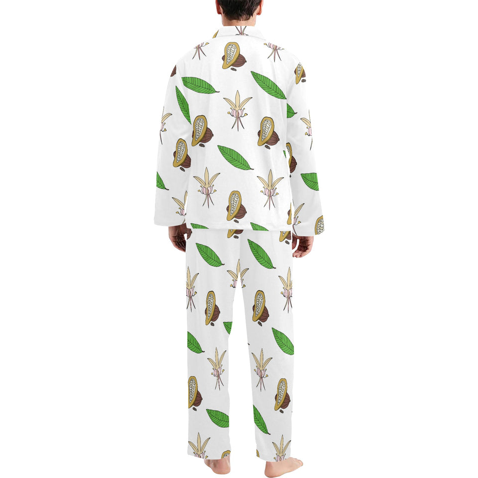 Color hand drawn cacao pattern Men's Long Pajama Set