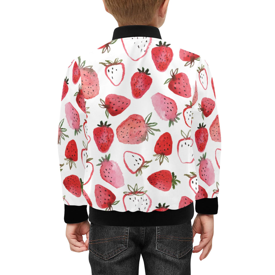 watercolor hand drawn beautiful strawberry pattern Kids' Boys' Girls' Bomber Jacket