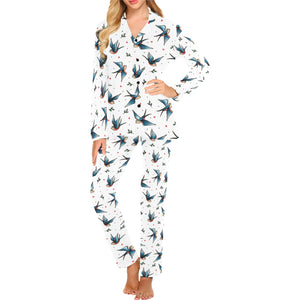 Swallow Pattern Print Design 04 Women's Long Pajama Set