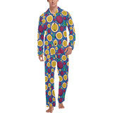Passion fruit blue background Men's Long Pajama Set