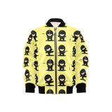 Cute ninja yellow background Kids' Boys' Girls' Bomber Jacket