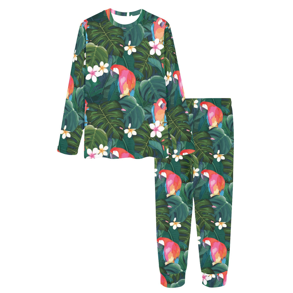 Parrot Palm tree leaves flower hibiscus pattern Women's All Over Print Pajama Set