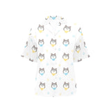 Cute Siberian Husky pattern Women's All Over Print Hawaiian Shirt