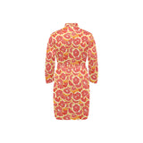 Tropical grapefruit pattern Men's Long Sleeve Belted Night Robe