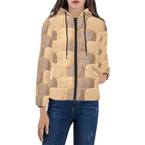 Bread Toast Pattern Print Design 04 Women's Padded Hooded Jacket