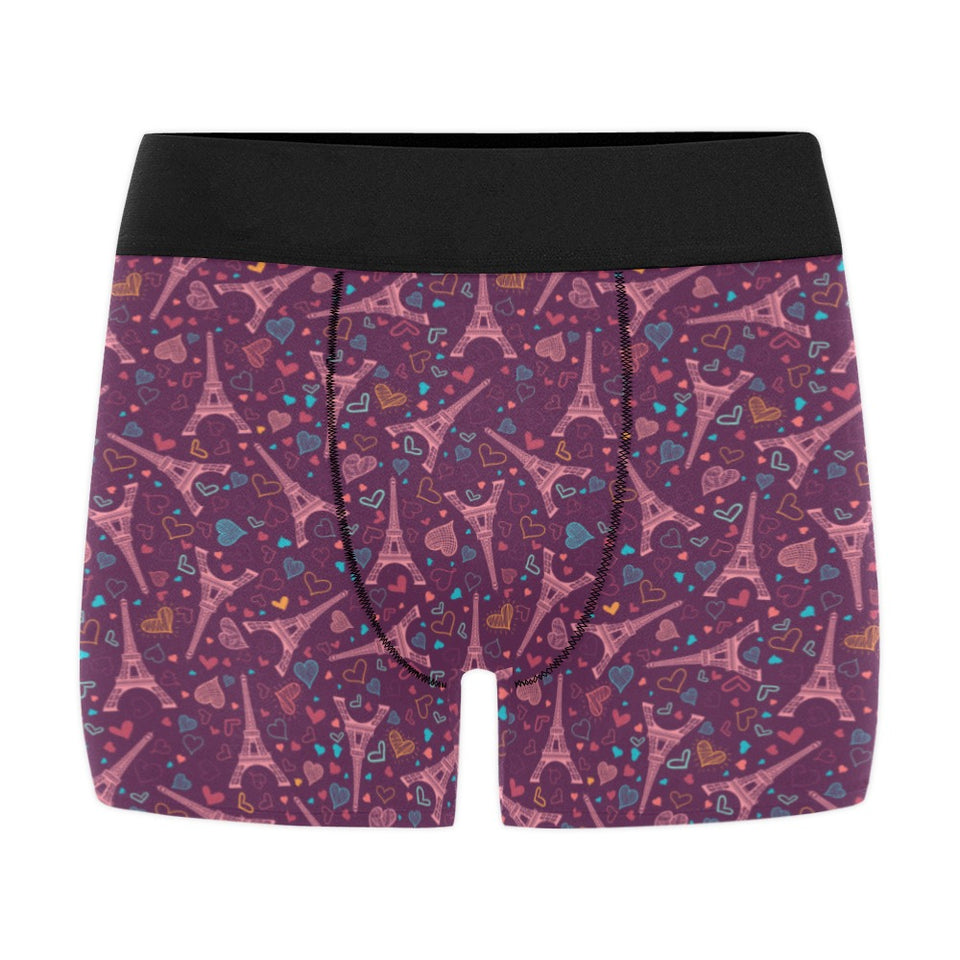 Eiffel Tower Heart Pattern Print Design 04 Men's All Over Print Boxer Briefs Men's Underwear