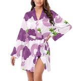 Cute Grape pattern Women's Long Sleeve Belted Night Robe