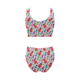 Ladybug Pattern Print Design 03 Chest Bowknot High Waisted Bikini Swimsuit
