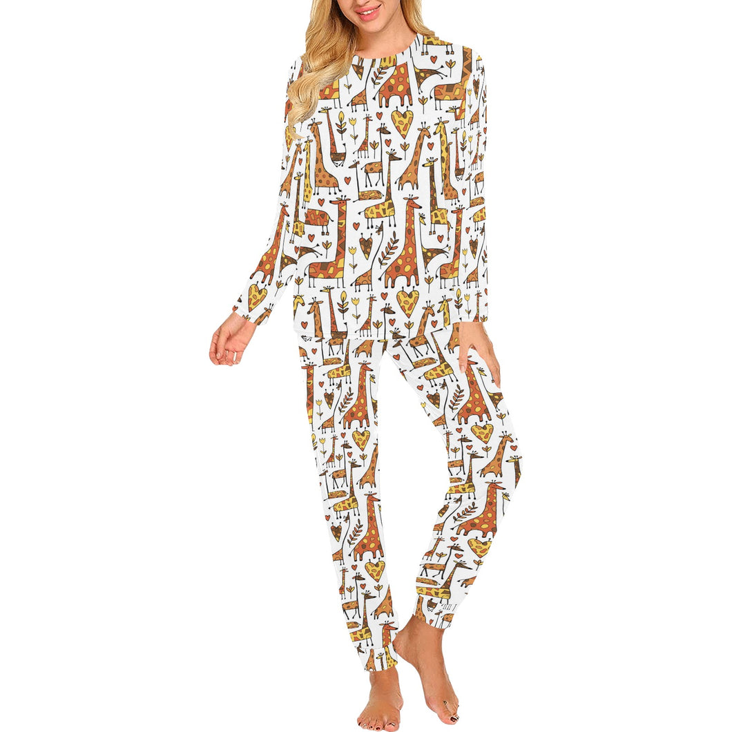 Giraffe Pattern Print Design 04 Women's All Over Print Pajama Set