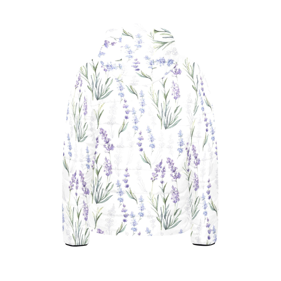 Hand painting Watercolor Lavender Kids' Boys' Girls' Padded Hooded Jacket